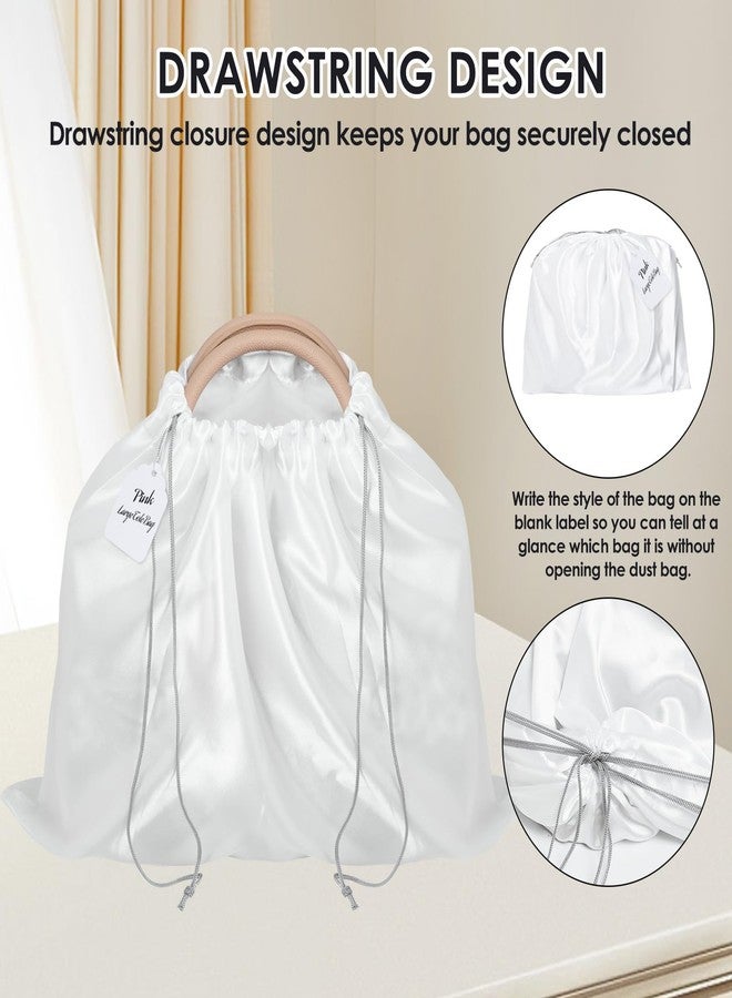 CAPHONT 4 Pack Dust Bags for Handbags, Purse Dust Bags for Storage with Drawstring, Satin Handbag Dust Cover Bags for Handbag Purse (White, 2 PCS, 24 x 20, 2 PCS, 19.5 x 16) - Image 4